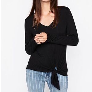 Express One Eleven V-Neck Tie Front Easy Tee